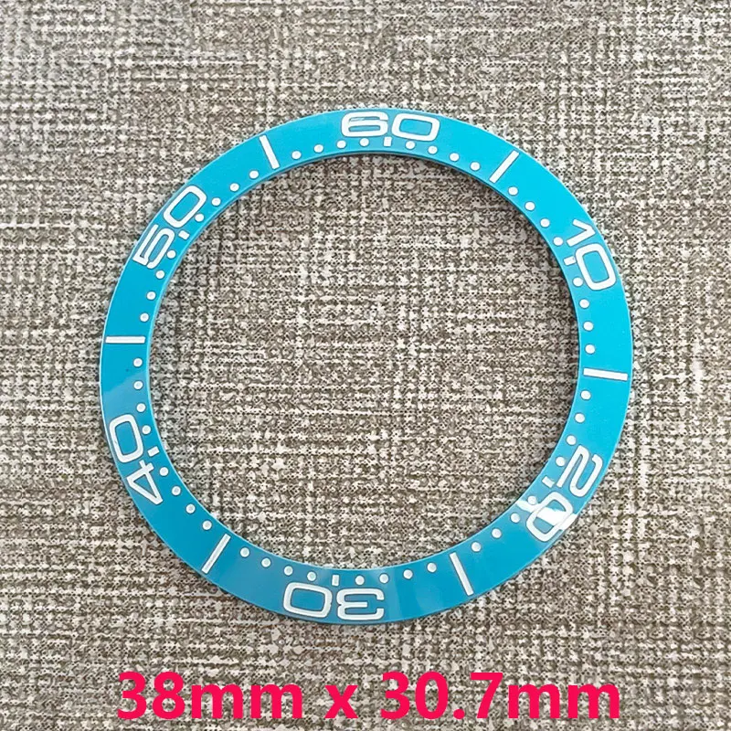 38mmx30.7mm SKX007 Curved Ceramic Bezel Insert Fits SKX007 SKX009 SRPD SUB Case NH35 NH36 Movement Watch Bezel Insert Ring Parts