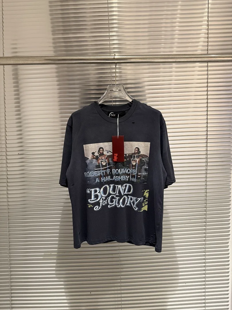 

2026ss Paly Old Movie Printed Women Men T shirts tees Ripped Men Oversized Hiphop Cotton T shirt Summer Style