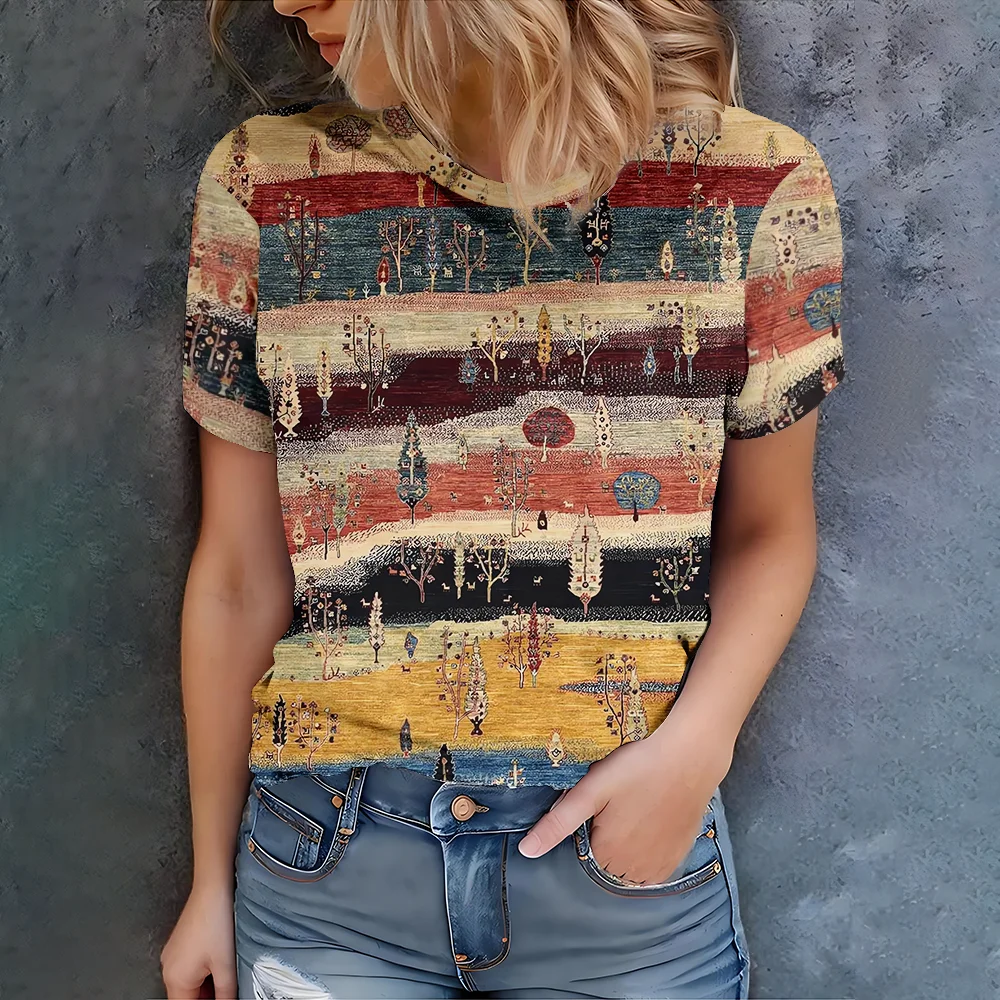 

Summer Plaid T Shirt For Women O Neck Casual Sweatshirt New Tees Harajuku Clothing Loose Short Sleeve Blouse Female Fashion Tops