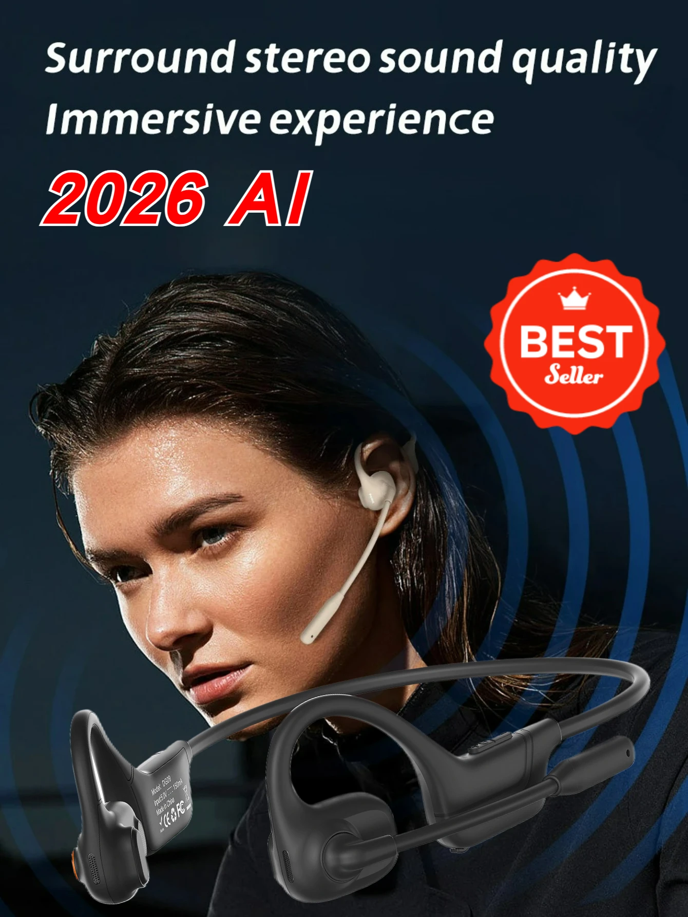 سماعة توصيل الهواء المفتوح المتقدمة BT 53 اللاسلكية 8H وقت اللعب AI ترجمة IPX5 مقاومة للعرق للتدريبات والجري