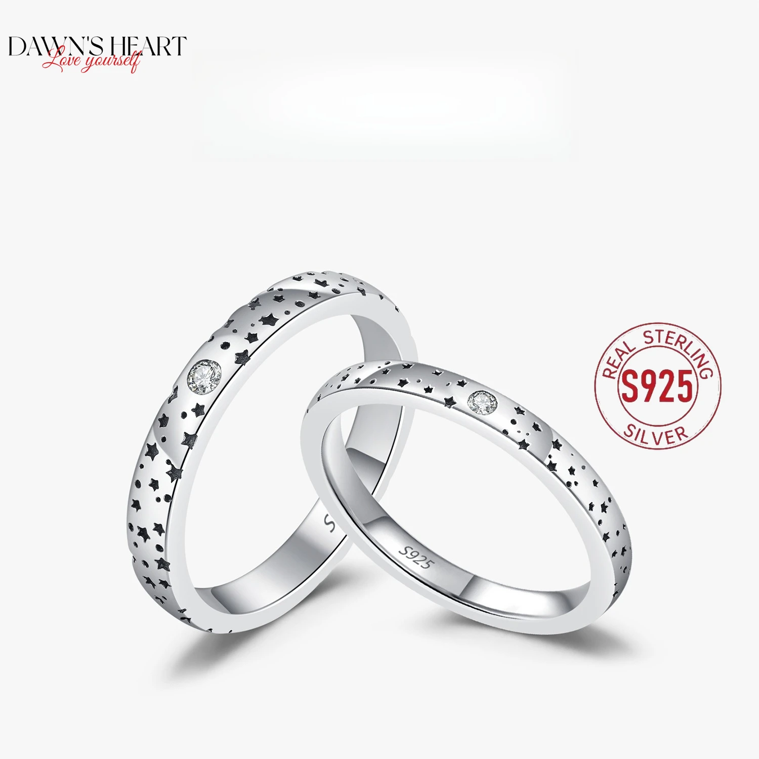 

S925 Sterling Silver D Color Moissanite Star Ring Female Retro Light Luxury Modern Couple Ring