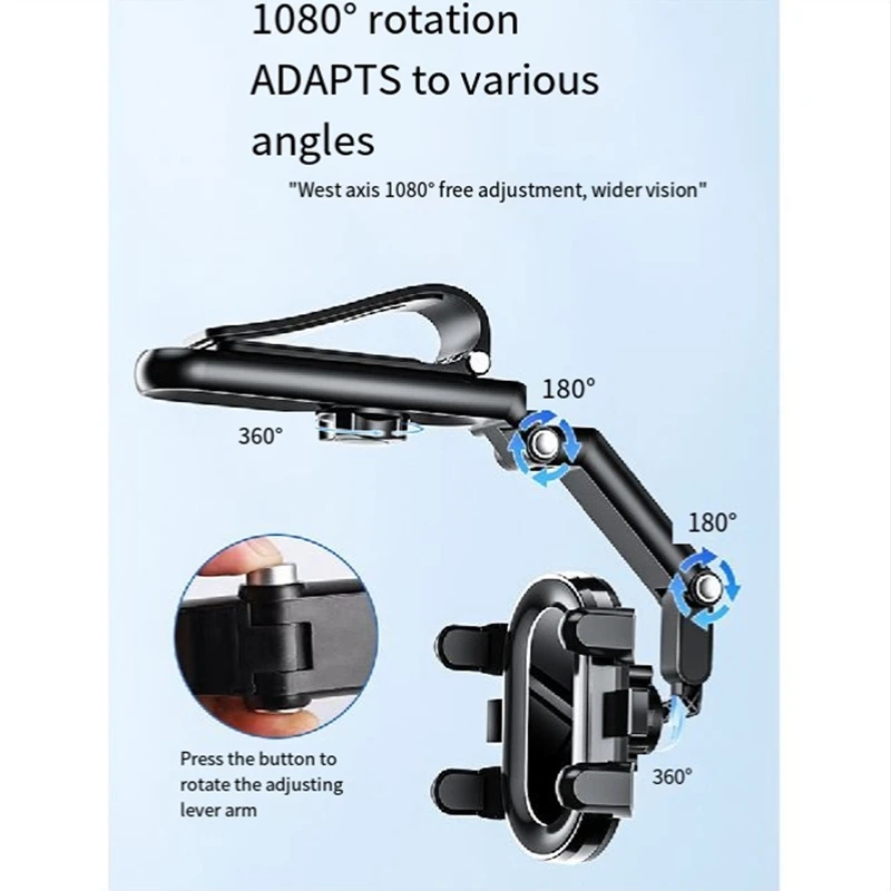 Подставка для телефона Вращающийся и выдвижной автомобильный держатель для телефона Солнцезащитный козырек Универсальный 1080 °   Вращающийся телефон
