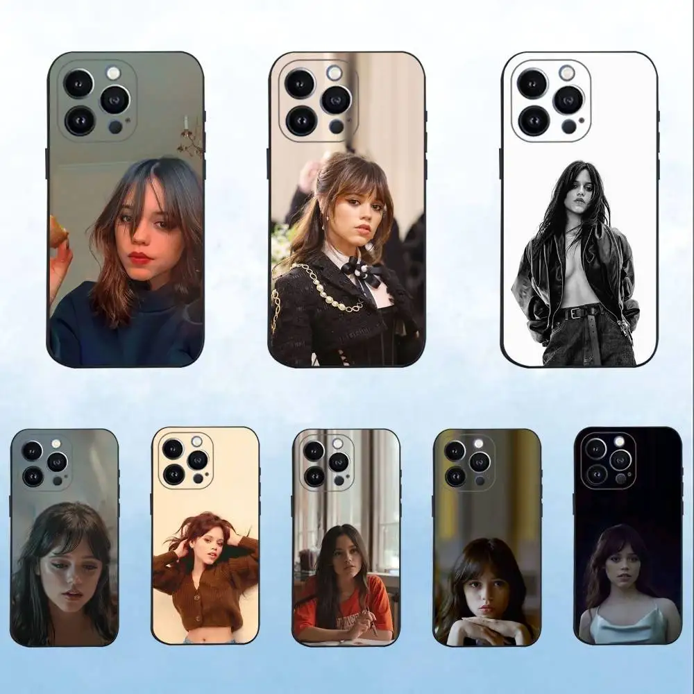 

J-Jenna O-Ortega Actress Phone Case For iPhone 16,15,14,13,12,11 Plus,Pro Max,XS,X,XR,SE,Mini,8,7,Soft Silicone Black Cover