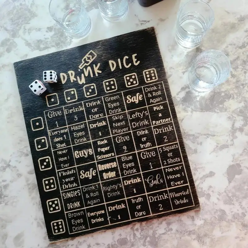 Dice Drinking Game Wooden Dice Challenges Drinking Set Drinking Dice Bar Drunk Party Game For Adults Girlfriend Boyfriend