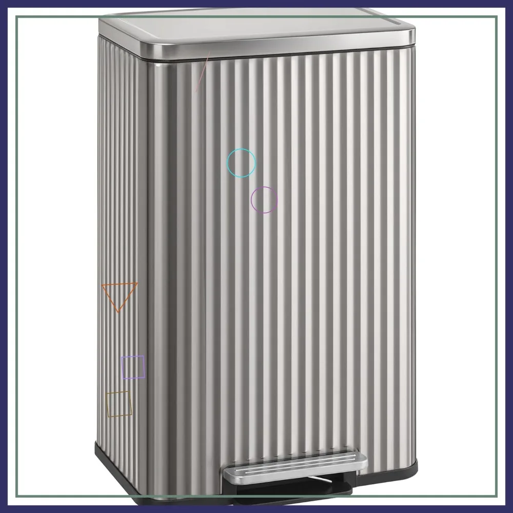 

Мусорное ведро для кухни на 13 галлонов с крышкой, педалью и съемным контейнером, из нержавеющей стали с плавным закрыванием, в комплекте 15 мешков