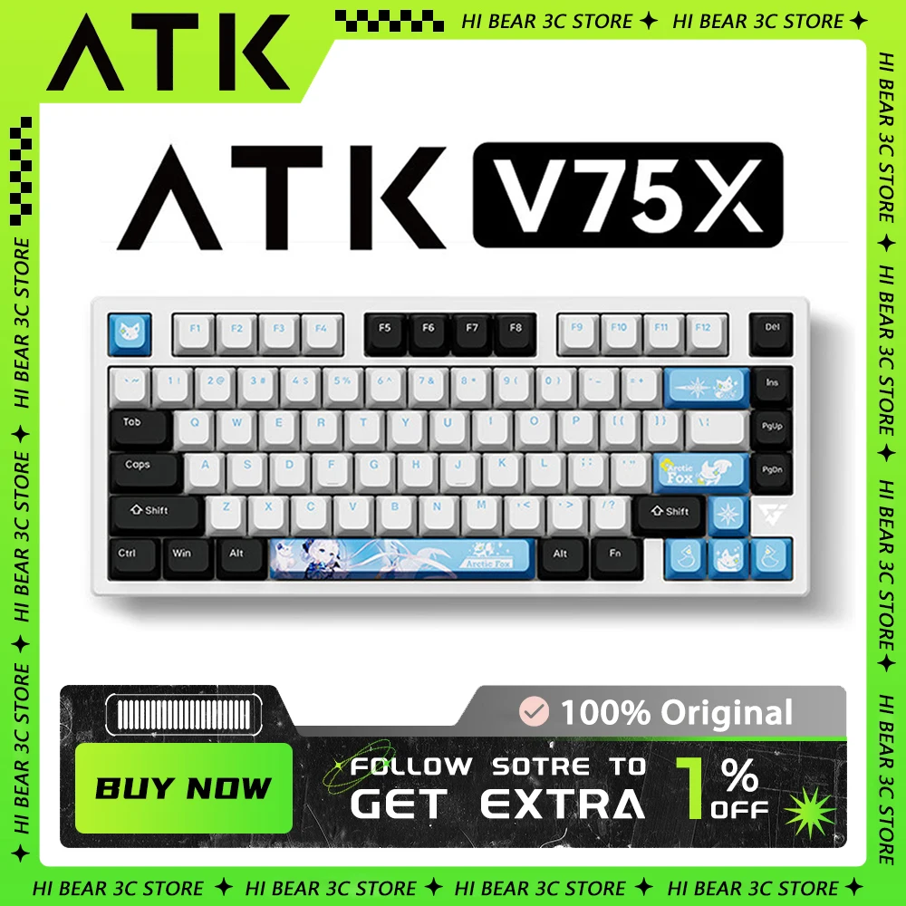 

ATK VXE V75X Mechanical Keyboard Aluminium Alloy SMART SPEED X Low Delay Three Mode Gaming Keyboard RGB Hot Swap Pc Gamer Office