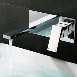 BAKALA Wall Mounted Square Bathroom Faucet Chrome Brass Mixer Tap with Embedded Box High Quality Basin Sink Tap LT-320R