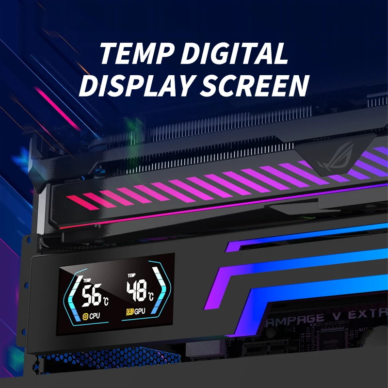 Power Train Z-X6 Graphics Card Bracket Temperature Display 5V 3PIN ARGB AURA SYNC Graphics Card VGA Holder Height Adjustable