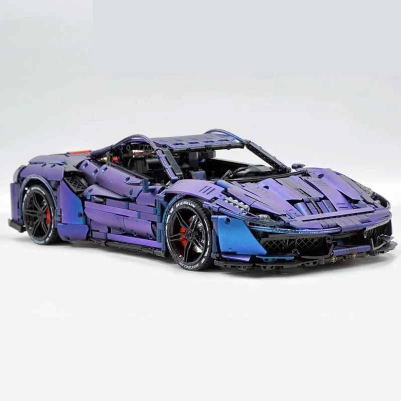 New MOC-61043 Technical Racing Sport Car Building Blocks Bricks Plating Color Super car Model Puzzle Toy Brithday Gifts For Kids