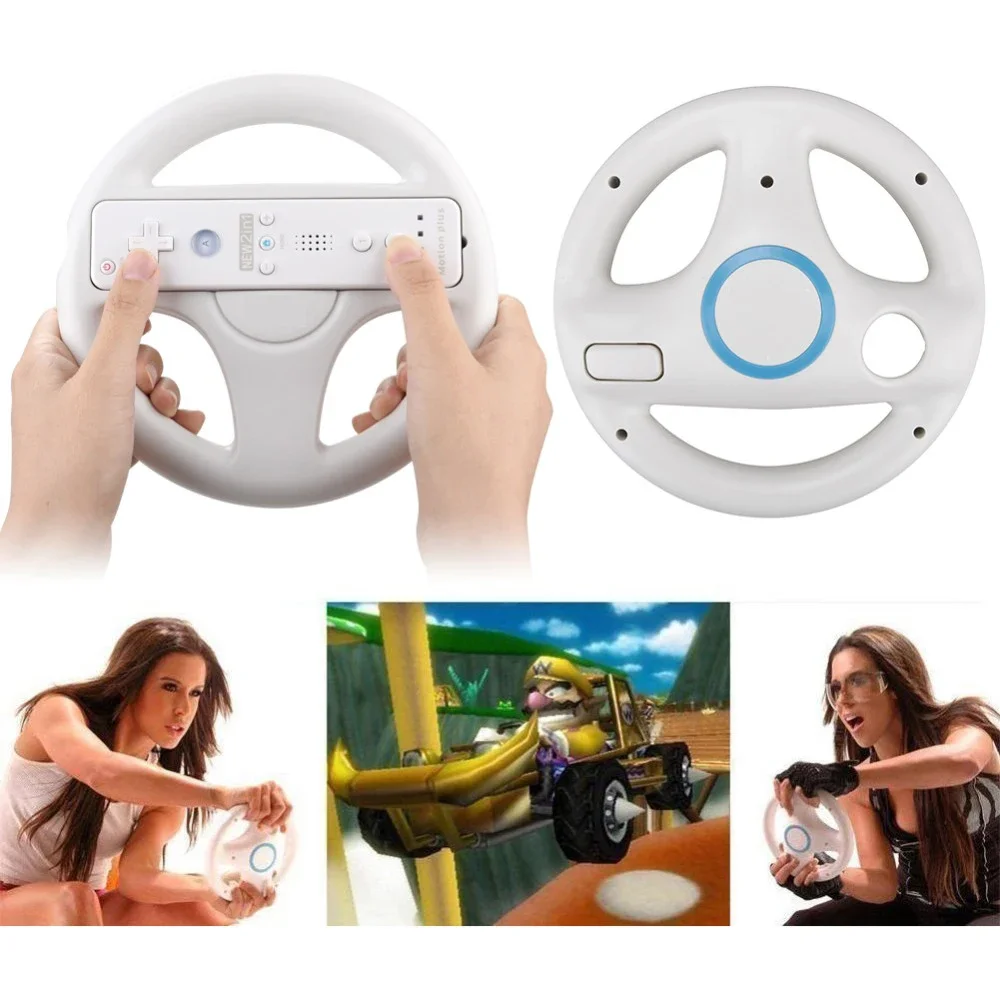 2Pcs Plastic Innovative and ergonomlc design Game Racing Steering Wheel For Nintendo Wii Kart Racing Game Remote Controller