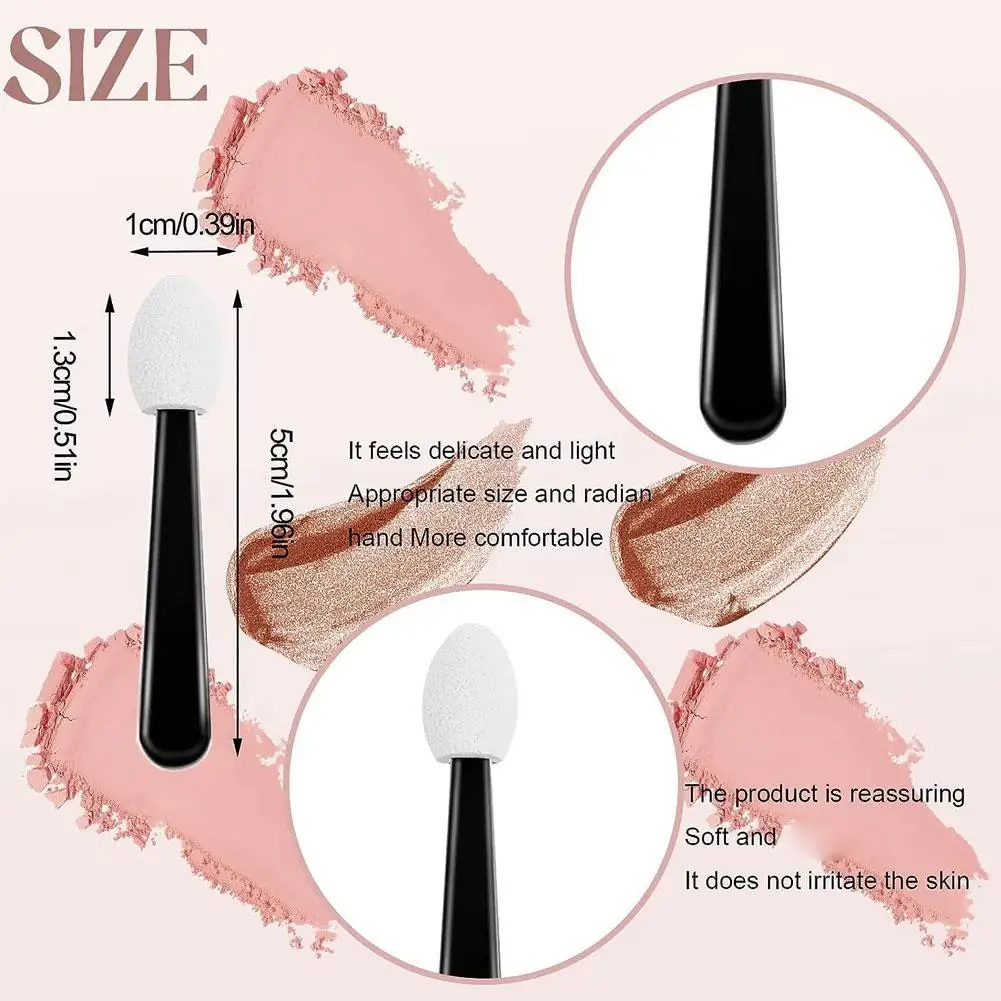 แปรงอายแชโดว์แบบหัวเดียว ด้ามสั้น ใช้ซ้ำได้ แปรงแต่งหน้าแบบฟองน้ำสองด้าน แปรงแต่งหน้าแบบฟองน้ำสำหรับทาอายแชโดว์