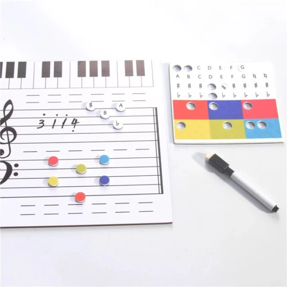 Writing Music Score Whiteboard Erasable Practice Music Teaching Tool Reusable Dry Wipe Magnetic Music Notes Stickers School