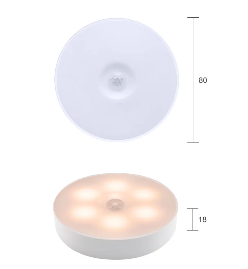 모션 센서 LED 무선 야간 조명 침실 램프, USB 충전식 에너지 절약, 자동 벽걸이 바디 유도 램프