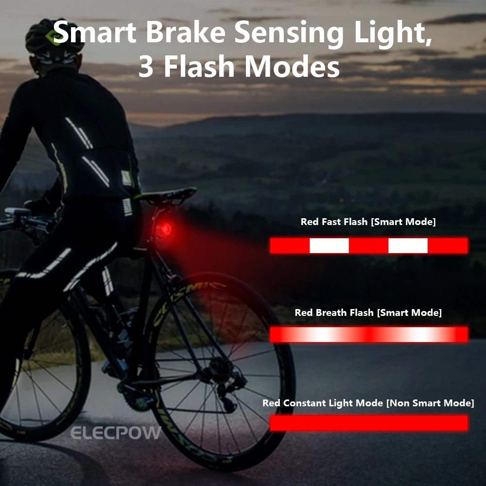 Elecpow A8Pro alarma de bicicleta lámpara trasera luz de detección de freno Control remoto inalámbrico carga USB alarma antirrobo luz trasera de