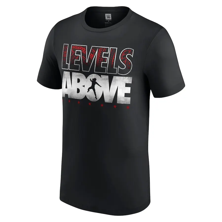 Men's Black Roman Reigns Levels Above T-Shirt