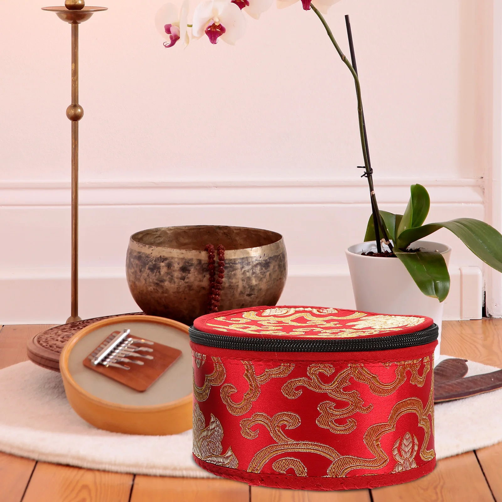 

1Pcs Tibetan Singing Bowl Case Elegant Embroidered Auspicious Cloud Pattern Portable Storage Bag for Sound Bowl Protection and
