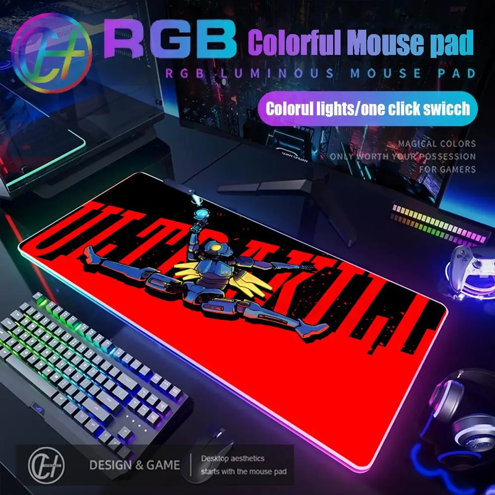 

U-ULTRAKILL Retro Fast-Paced Mouse Pad RGB Gaming Mouse Pad Desk Mat HD Gamer Large LED Light XXL MousePads PC Computer Carpet