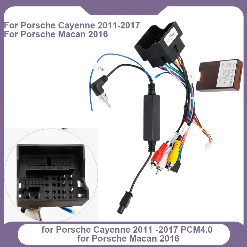 16Pin Android Car Radio Wiring Harness Adapter Cable Canbus Decoder for Porsche Cayenne 2011 -2017 PCM4.0 for Porsche Macan 2016