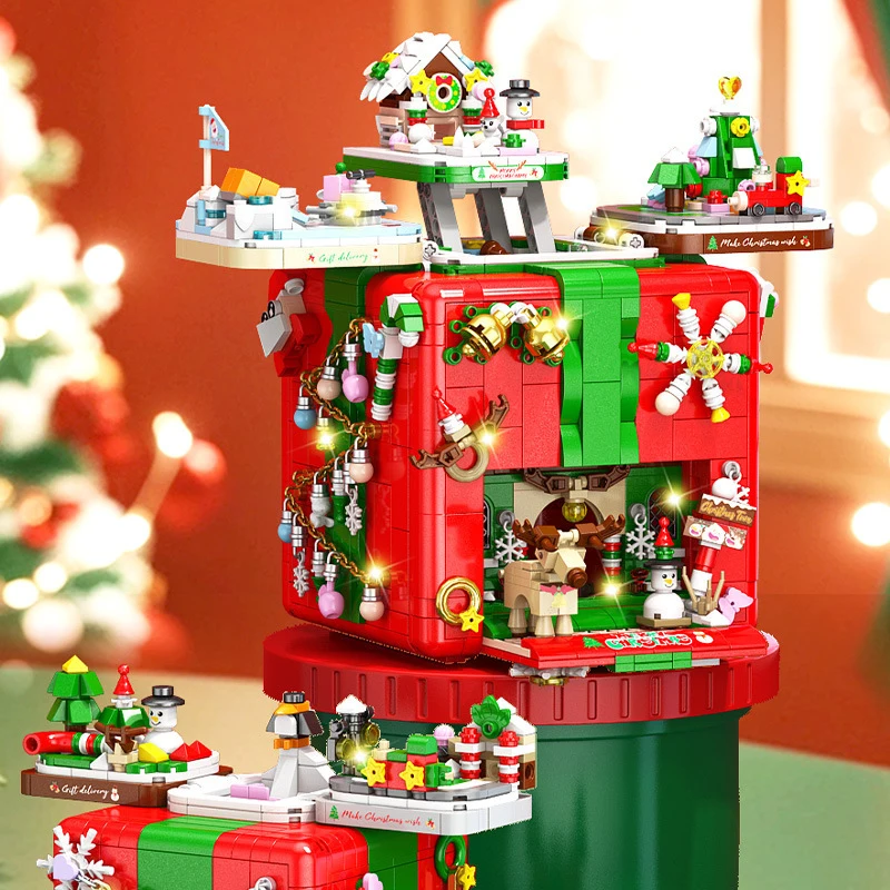 Christmas Puzzle Box Miniature Building Christmas House 3D Puzzle Holiday Gift Unpacking Toy Party Decoration