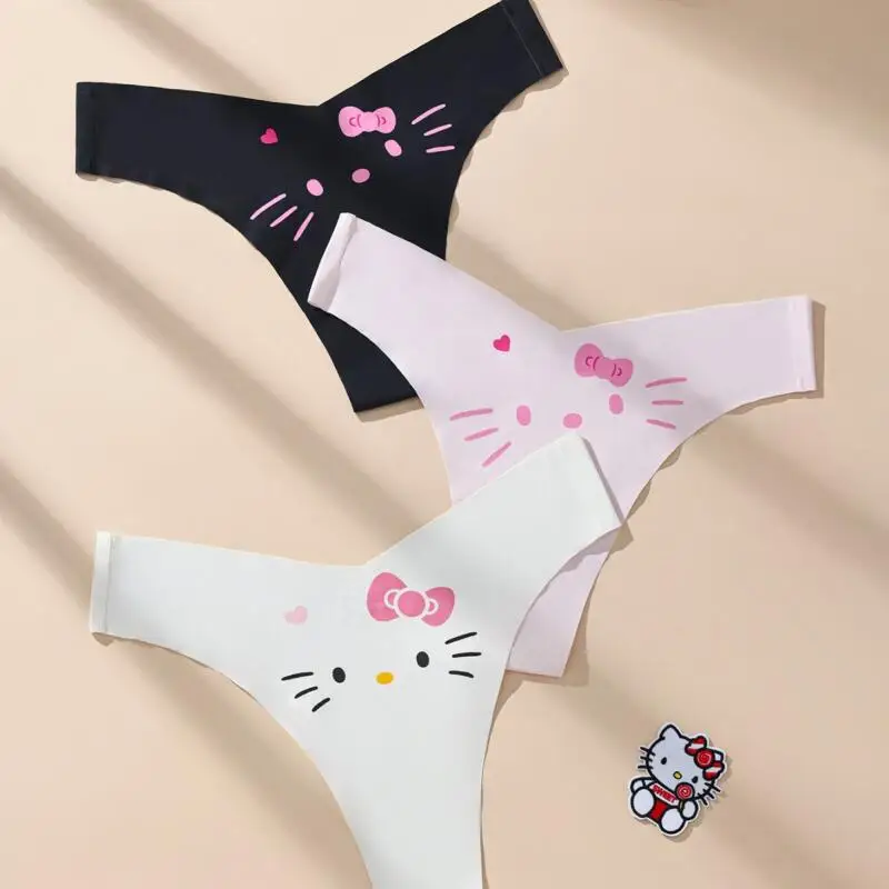 Hello Kitty Cute Underwear Low Waist Kawaii Anime Kuromi Girl Underwear Bow T Pants Women Accessories Holiday Gift