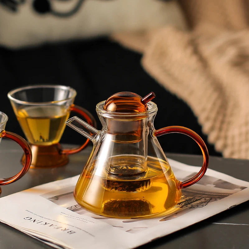 

Tea Set Glass Teapot Household High Temperature Resistant Flower Teapot Tea Water Separation Pitcher Tea Cup Glass Water Bottle