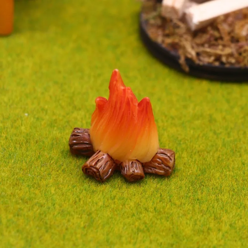 1 Pieza de Modelo de Fogata en Miniatura de Resina, Decoración de Fogata Artificial, Adornos Artesanales de Resina, Figuras de Fogata