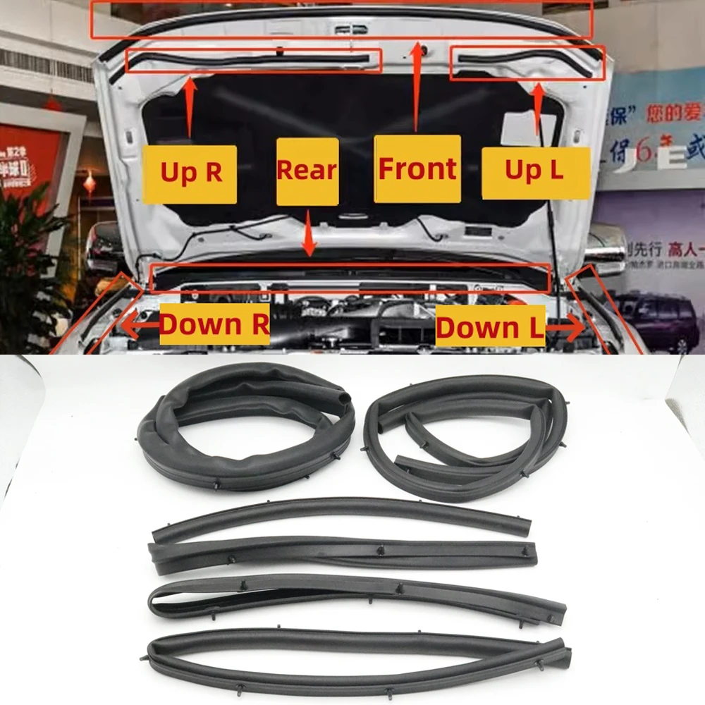 

6PCS/Set For Mitsubishi Pajero Montero Shogun V8 V93 V97 V98 V95 2007-2020 Car Front Hood Waterproof Rubber Sealing Strip