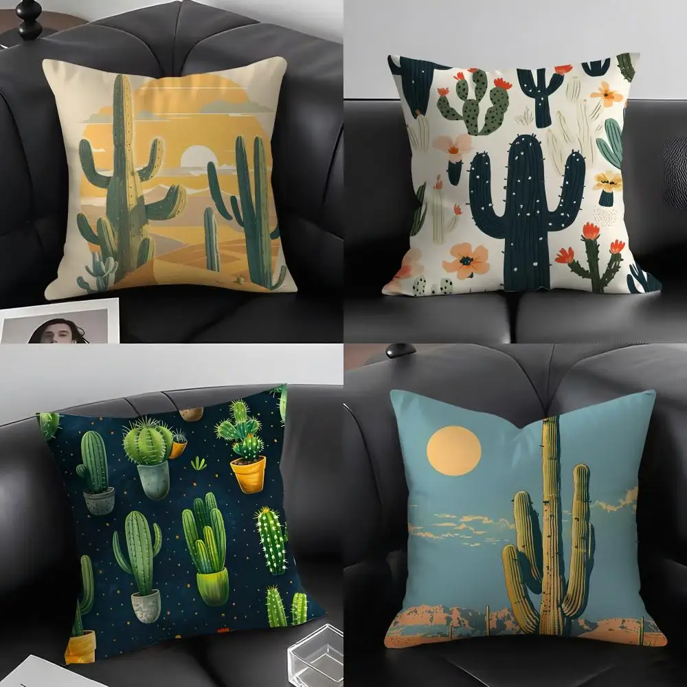 Cactus Fashion Cushion Cover Pillowcase Ultra Soft Skin Friendly Fabric Cloud Like Comfort & Concealed Zipper