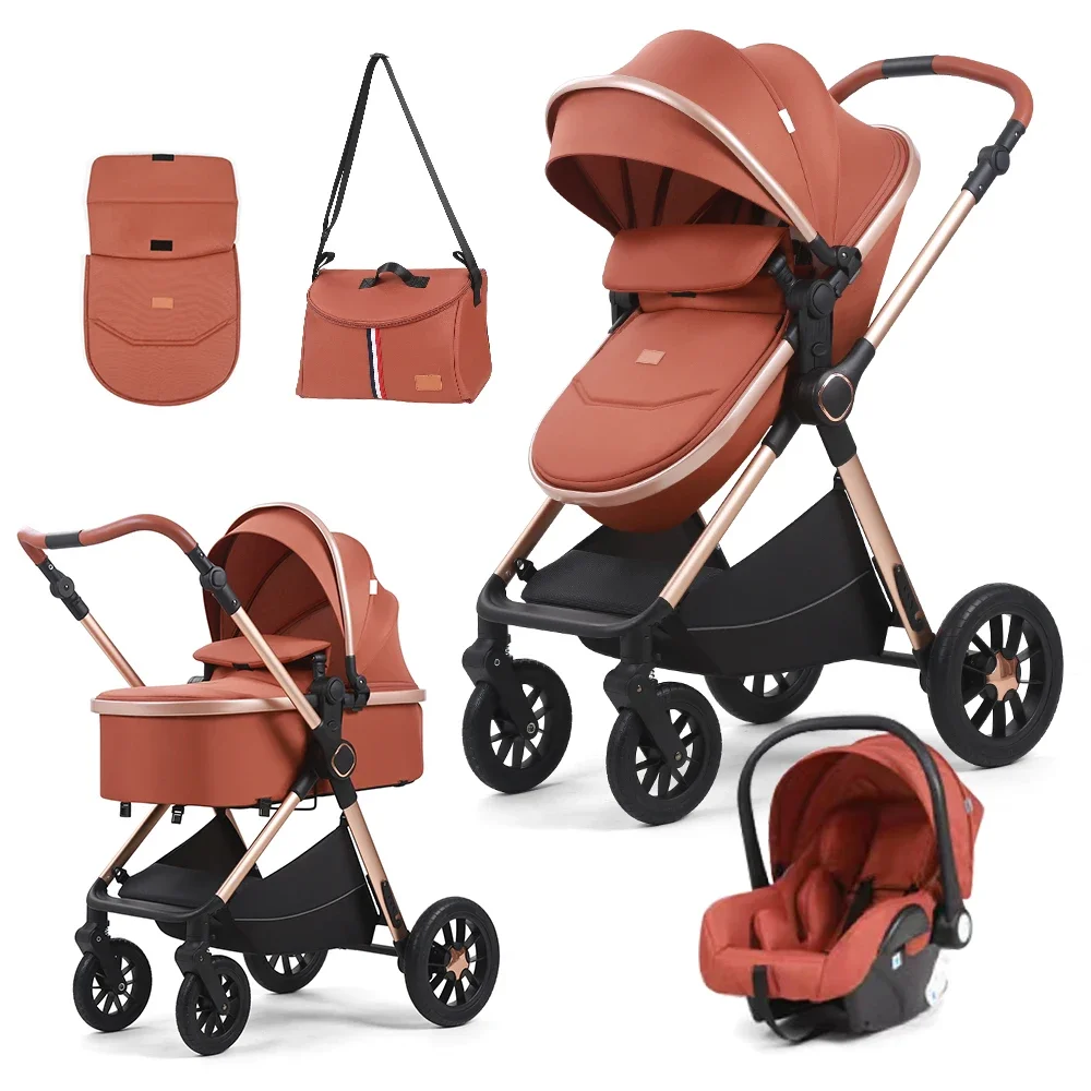 Coches Para Bebes. Cochecito de bebé de lujo 4 en 1 Cochecito de bebé plegable Cochecito de bebé 3 en 1 con asiento de coche