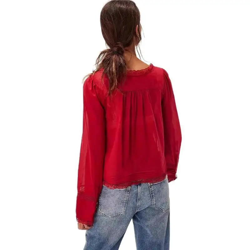 2025 gola de renda longa sve irt u-ne aparado europeu sle feminino premium faion irt comprimento regular tecido fino