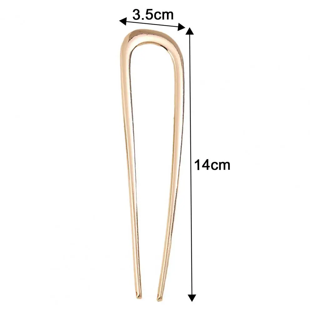 U-Shaped Hair Fork Elegant Golden Silver-color Alloy Long Thick Hair Updo Bun French Hairpin Stick Women Girls Hair Accessories