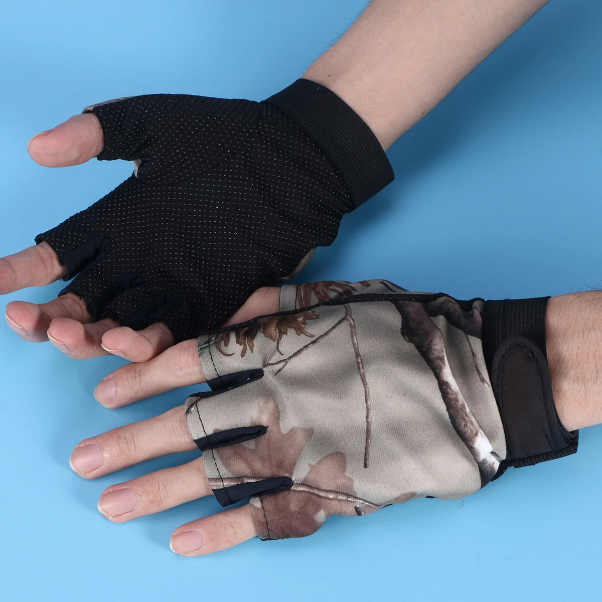 

Fingerless Gloves Five Finger Fishing Camouflage Material Waterproof Protect Hands Daily Use Lightweight Gear Men
