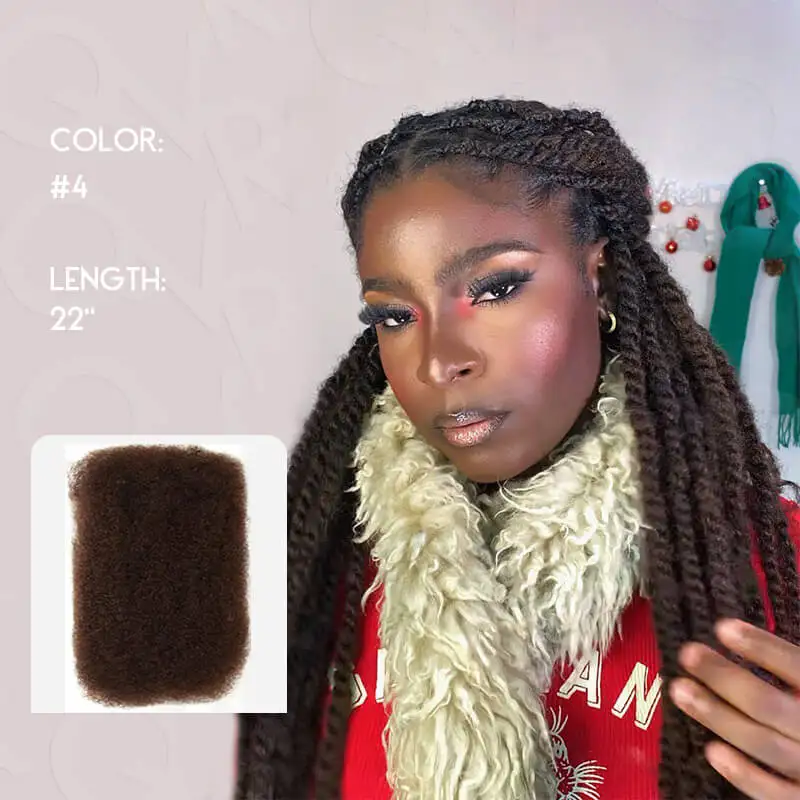 Afro Kinky Bulk For Braiding 100% Human Hair Extensions Bundles Bulk Sale