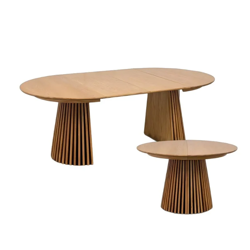 Factory Exports Cheap Home Furniture MDF 120-160cm Longer Elegant Oval Extendable Dining Table for Home House Hotel Dining Space