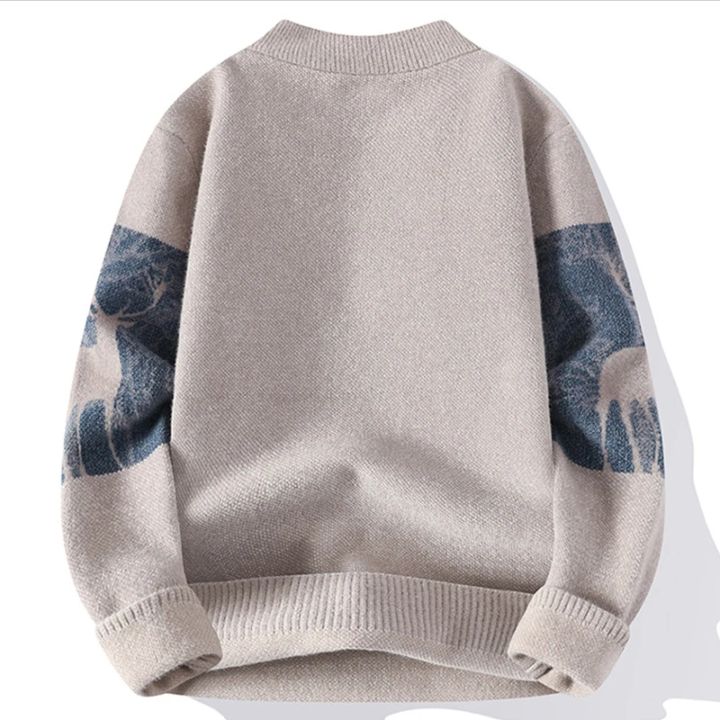 Świąteczne swetry męskie jesienno-zimowe Casual O Neck z długim rękawem swetry z dzianiny odzież męska Knitting sweter Slim Fit Streetwear