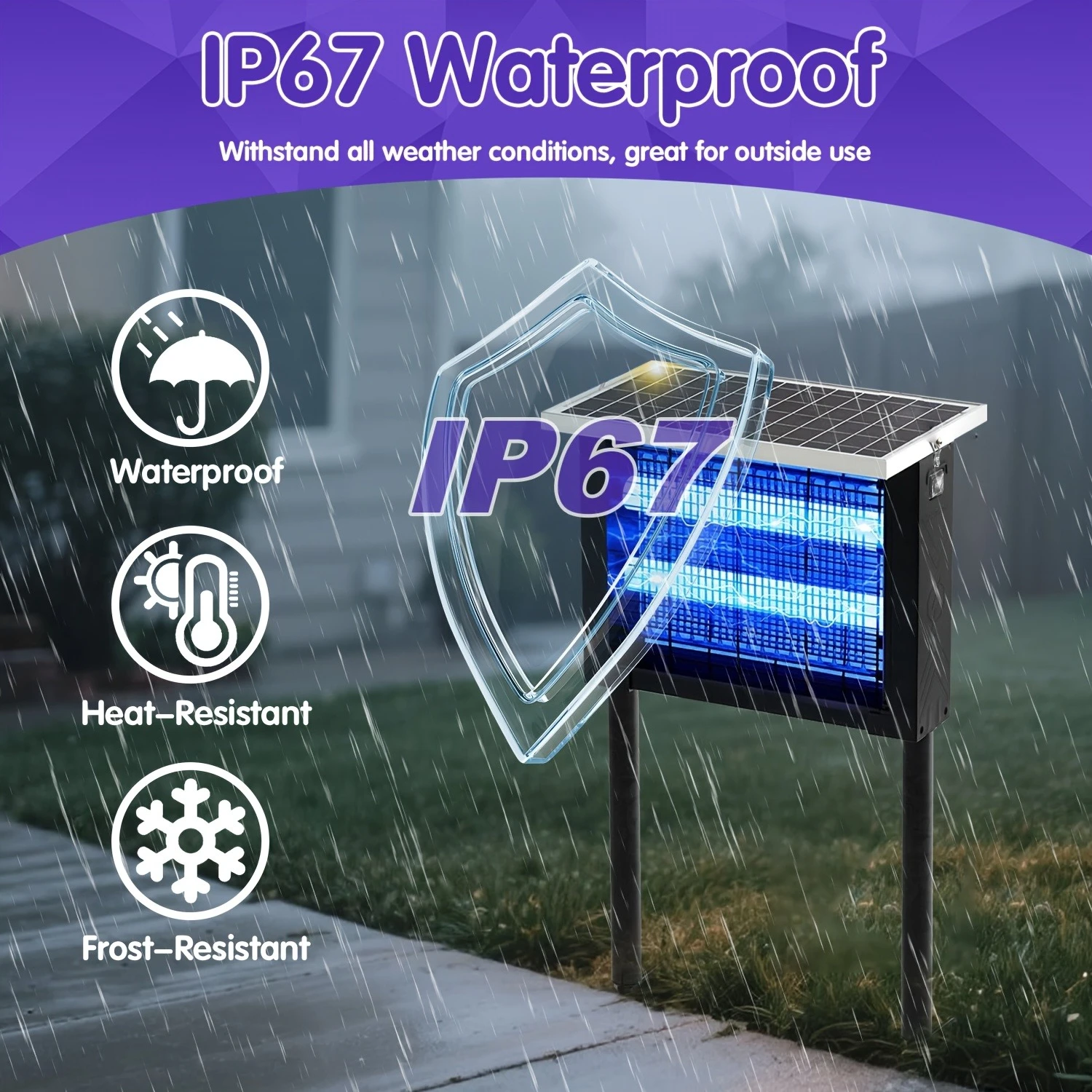 JOYINLED Solar-powered Outdoor mosquito Killer lamp Portable Camping Insect Killer with Panel Sensor, Fly Electric Shock Trap