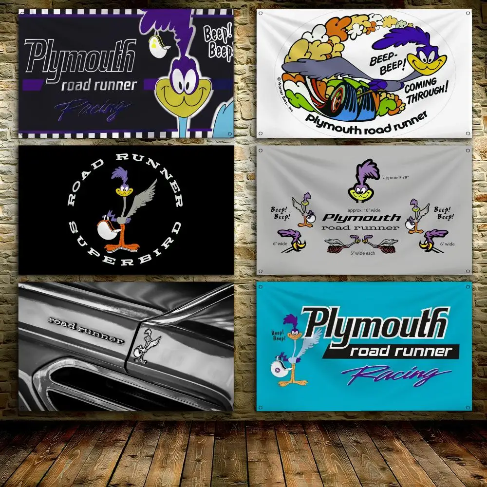 P-Plymouth R-Roadrunner Flags Custom Wall Hanging Background Art Banner for Bedroom Home Living Room Outdoor Decor