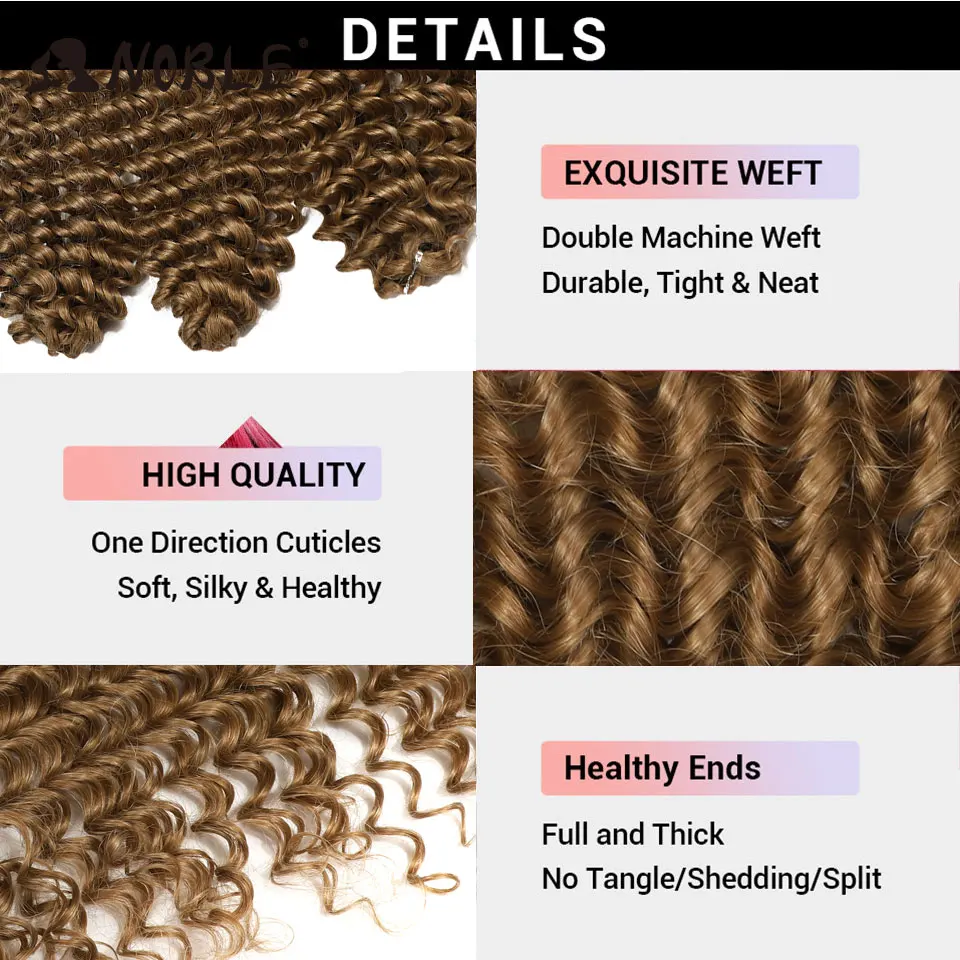 Edle synthetische Flechthaarverlängerungen, Deep Twist, lockig, 24 Zoll/60 cm, Ombré, hellgoldbraun, Twist-Häkelhaar – Detail 6