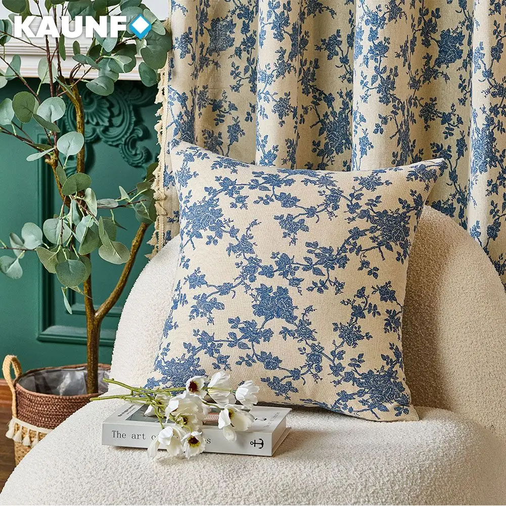 KAUNFO Cushion Cover Linen and Cotton Printed Pillowcases Sofa Car Chair Home Decoration 30x50/45x45/50x50cm 1PC