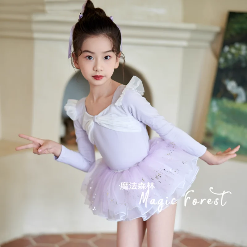 Vêtements de danse de Ballet professionnel pour enfants filles, tenue pour justaucorps de gymnastique, jupe Tutu, robe moelleuse, spectacle sur scène