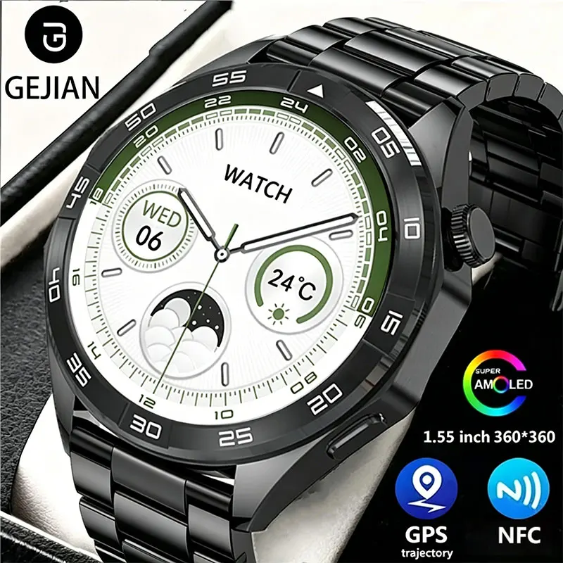 

Smart Watch for Men 1.55" AMOLED Screen GPS Trajectory NFC Smartwatch Outdoor Sports Fitness Tracker Business Waterproof Watch