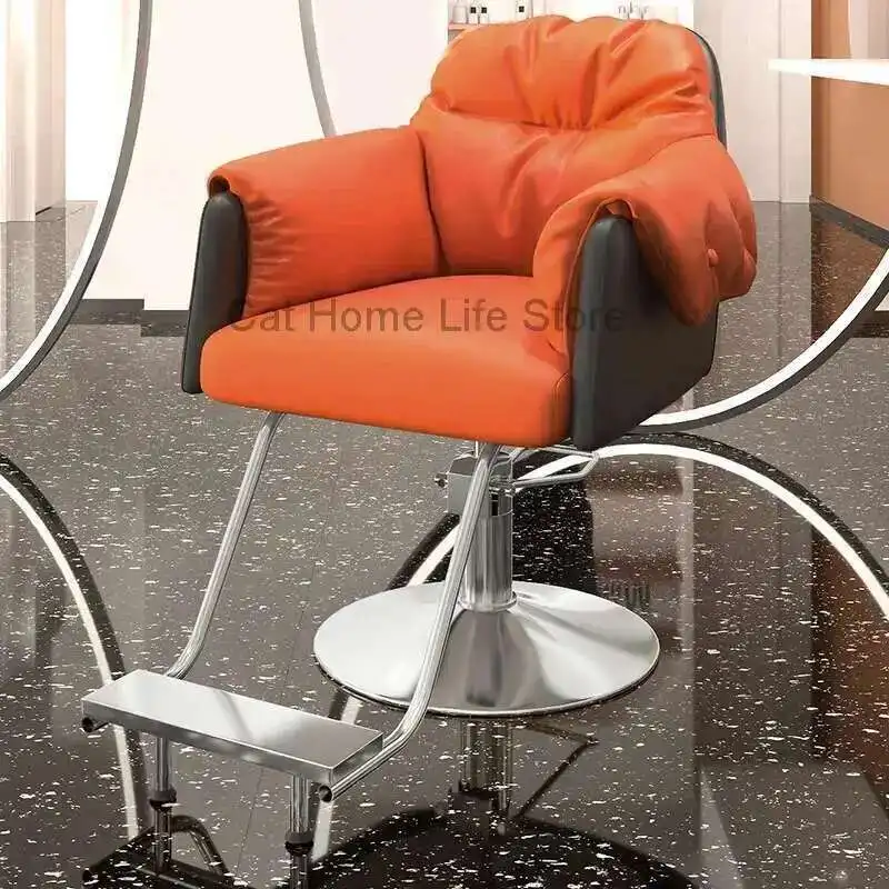 

Adjustable Barber Chair Hydraulic Salon Pump Gold Styling Reclining Hairdresser Red Beauty Spa Pedicure Cover Leather Cut Hair