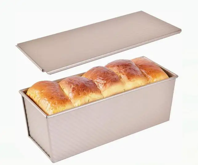 مقلاة ذات نسيج مموج مع غطاء قالب خبز غير لاصق من الفولاذ الكربوني شديد التحمل لفتحات سفلية لخبز كعكة رغيف اللحم #1