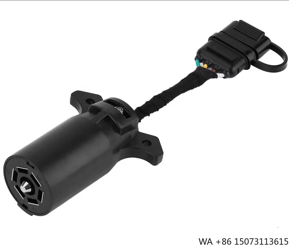 

Universal Waterproof 7 Way Round to 4 Way Flat Adapter Trailer Wiring Harness Power Supply Extension Cord for Trucks RV Pickups