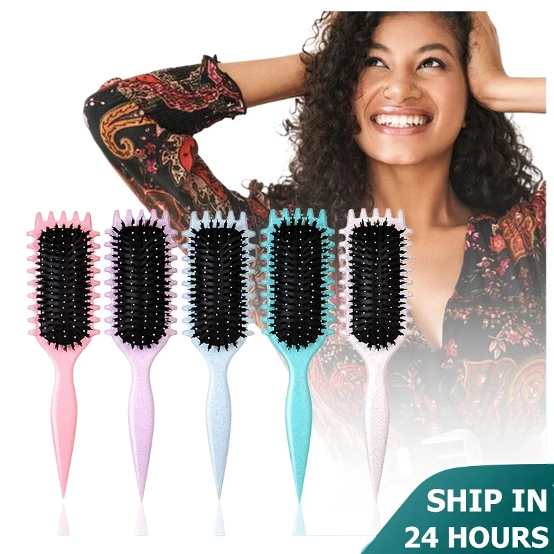 

2026 CANDY BRUSH Curly Hair Styling Brush-Detangling with Prongs, Reduces Pulling Separation Nylon Bristles for All Curl Types