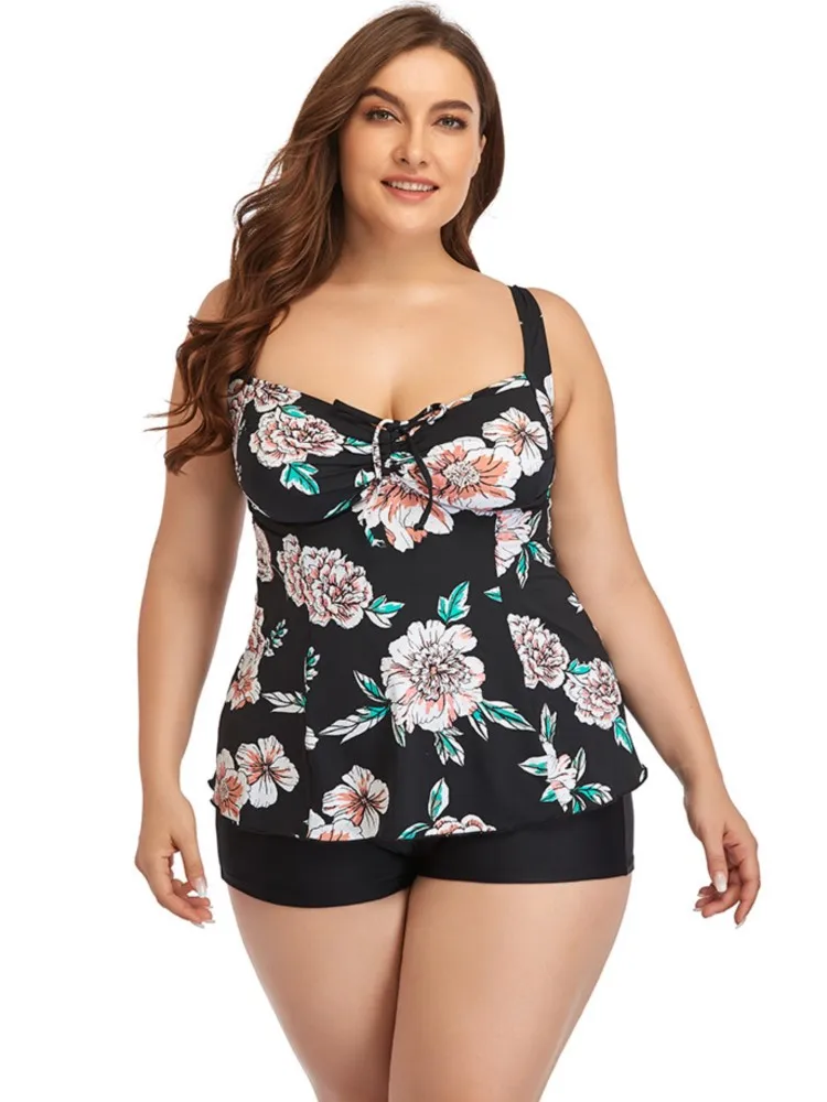 L-4XL Plus Size High Waist Bikini Women's Push Up Big Large Size Swimsuit Summer Mujer Tummy Control Swimwear Bikini Sets