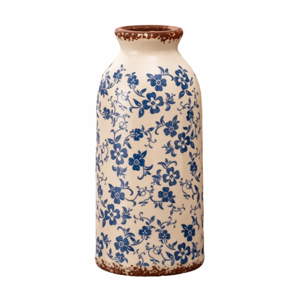 Vintage Ceramic Vase Exquisite Design Creative Flower Vase Crackle Glaze Farmhouse Decorative Vase Desktop Ornament