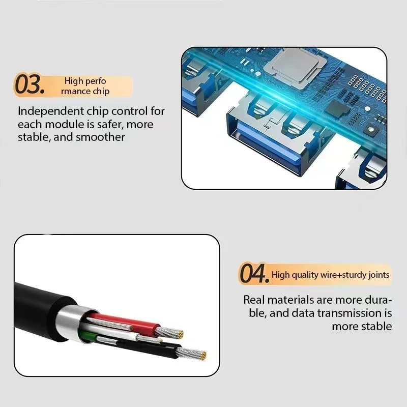 7 منافذ USB 3.0 نوع C HUB المتوسع الفاصل عالية السرعة OTG محول محطة الإرساء لأجهزة الكمبيوتر المحمول القرص الصلب لوحة المفاتيح الماوس