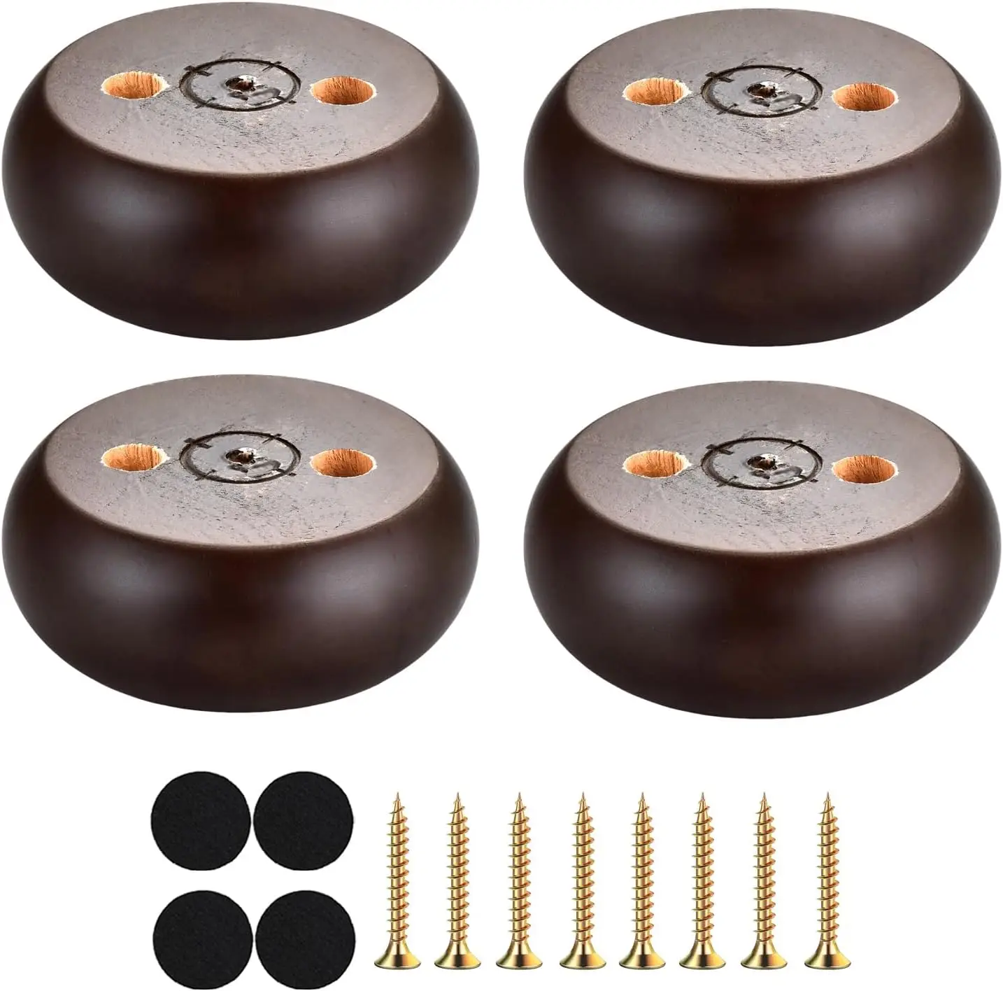 

30MM Furniture Legs 1 Inch Set of 4,Round Short Replacement Wood Bun Feet for Couch Sofa Ottoman Screw in Espresso