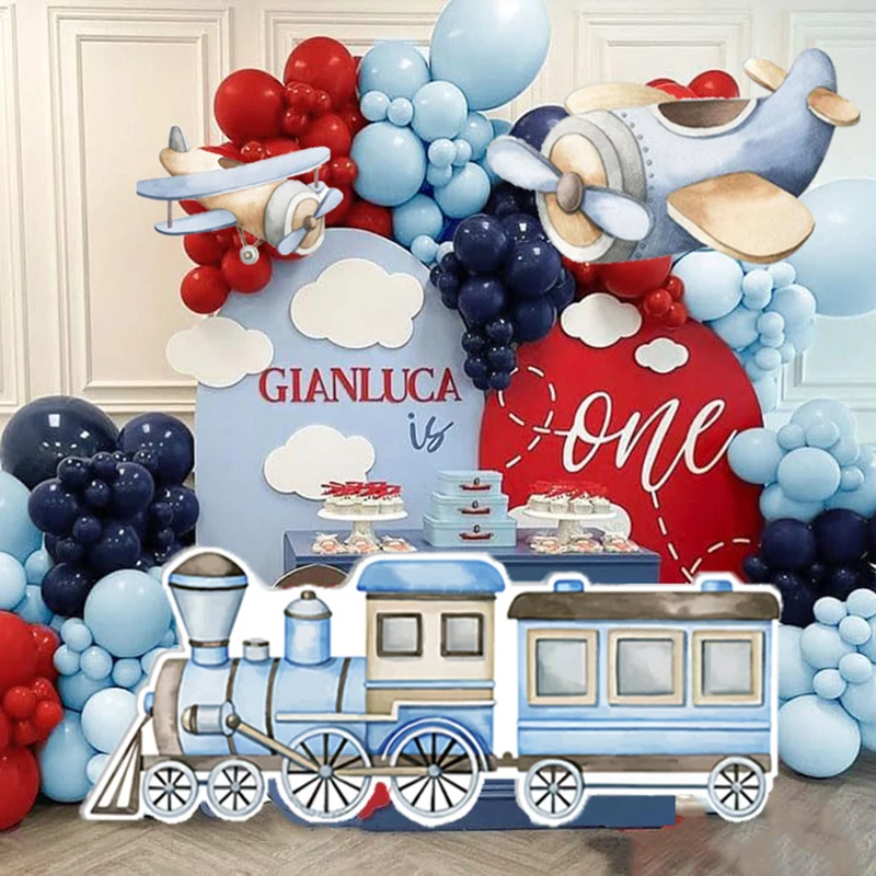 18/24/36inch Blue Train Mosaic Board Aircraft KT Board Train Cutout for Birthday Party Decoration Baptism Baby Shower Supplies